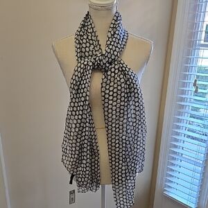 Apt. 9 Polka Dot Scarf Black White rectangular 22" x 71" New with tags MSRP $28